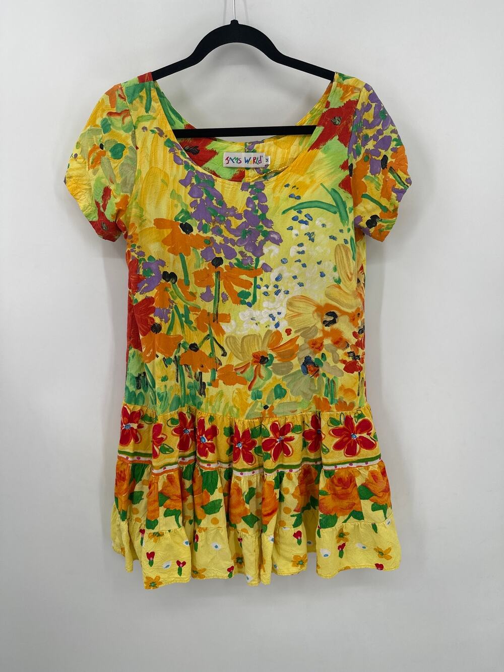 JAMS WORLD Vintage Hattie Drop Waist Dress Size Medium Vibrant Floral